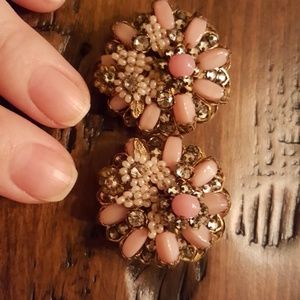 (Jenne) Vintage Pink and Gold Earrings
